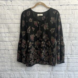 Floral Black Blouse